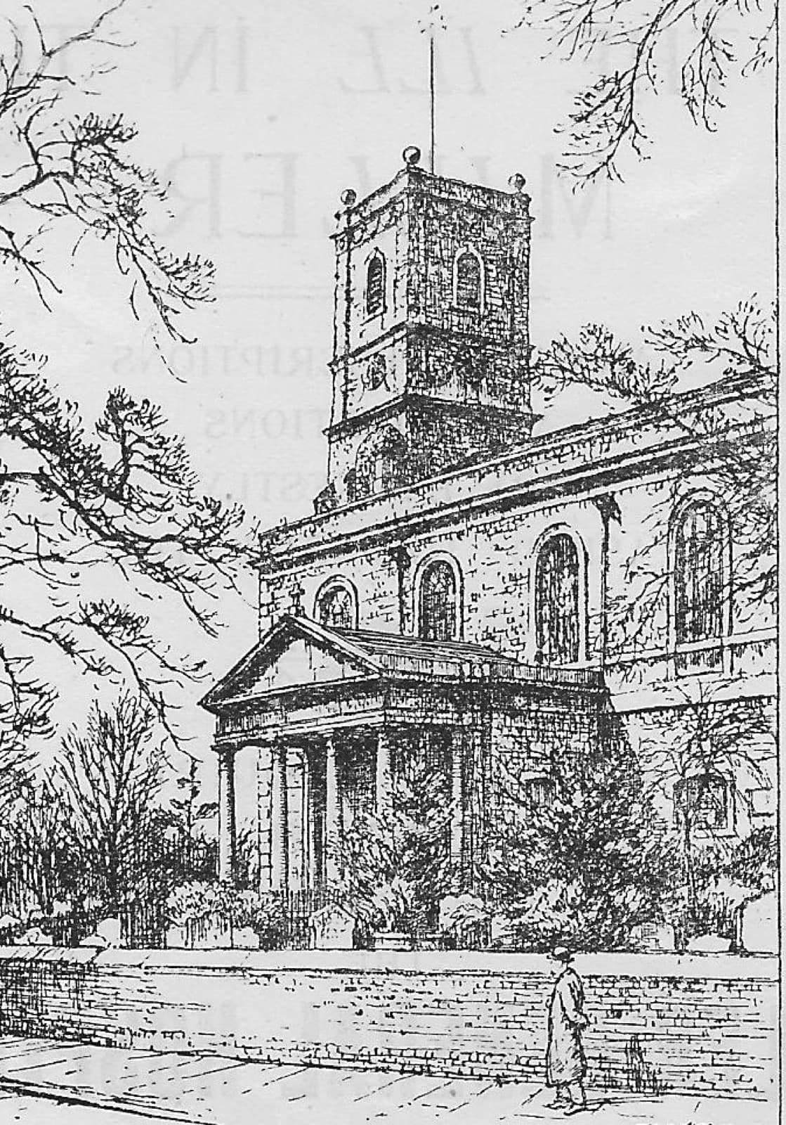 A pen drawing of the church used on the cover of the 1931 festival programme.