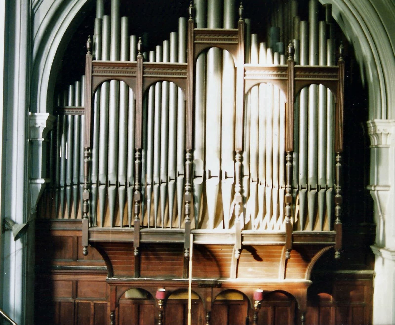 Organ pipework in the north transept of the church.
